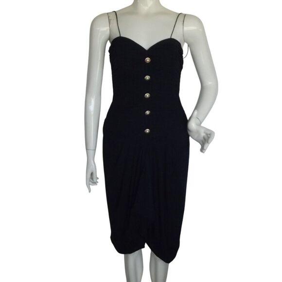 Dresses & Skirts - ST.GILLIAN Silk Dress, 6, Navy, Tiered Bodice, Layered Skirt. Spaghetti straps
